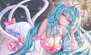 Rating: Questionable Score: 29 Tags: animal_ears indie_virtual_youtuber krashena nekomimi no_bra sakura_kuunya tail thighhighs User: Anonymous