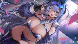 animal_ears azur_lane bunny_ears megane new_jersey_(azur_lane) no_bra pantsu see_through thighhighs venn_(vebonbon)