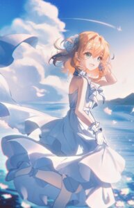 dress heels hinoshita_kaho love_live!_(series) love_live!_hasu_no_sora_jogakuin_school_idol_club maoerduo_meow no_bra skirt_lift