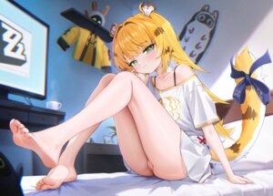 animal_ears feet garter ju_fufu loli nekomimi nopan pussy radoremo skirt_lift tail uncensored zenless_zone_zero