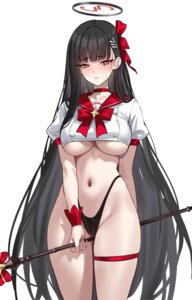 blue_archive cameltoe garter halo no_bra pantsu shigure tsukatsuki_rio underboob weapon