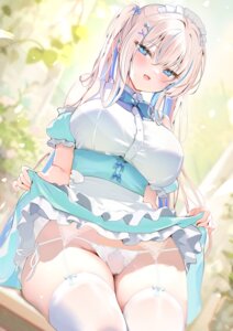 cameltoe garter_belt maid pantsu pon skirt_lift stockings string_panties thighhighs