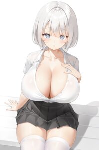 Rating: Questionable Score: 47 Tags: keibeam no_bra open_shirt see_through seifuku thighhighs User: BattlequeenYume
