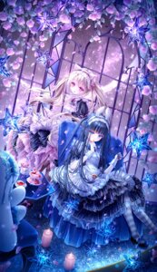 animal_ears bunny_ears heels maid nekomimi see_through skirt_lift thighhighs tinkle