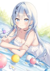 detexted dress no_bra shiino_sera summer_dress wet