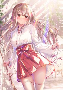 Rating: Safe Score: 64 Tags: maeda_shiori miko skirt_lift thighhighs twinbox twinbox_gakuen User: himeno_nanako