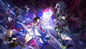 aether arlecchino columbina dress durin garter genshin_impact heels horns nefer paimon rerir sword tagme thighhighs varka wallpaper weapon wings