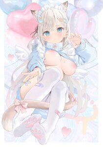 Rating: Questionable Score: 17 Tags: akino_ell animal_ears bandaid breasts feet maid moka_(akino_ell) nekomimi nipples no_bra shirt_lift tail thighhighs wings User: himeno_nanako