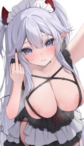 Rating: Questionable Score: 30 Tags: hiroside horns indie_virtual_youtuber maid nipple_slip no_bra pointy_ears selfie tail vei User: whitespace1