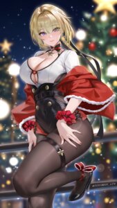 christmas evelyn_chevalier garter heels no_bra pantyhose toyoman zenless_zone_zero