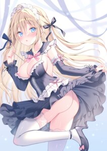areola ass dress heels lolita_fashion no_bra skirt_lift thighhighs undressing watagashi_yui