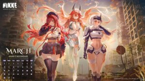 Rating: Questionable Score: 25 Tags: armor bandages calendar garter goddess_of_victory:_nikke horns mecha_musume no_bra tagme thighhighs wallpaper User: moonian