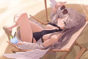angel bacon_quiche blue_archive kirifuji_nagisa megane swimsuits wings