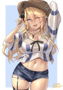 Rating: Questionable Score: 20 Tags: gun iowa_(kancolle) kantai_collection kokuzou no_bra stockings thighhighs torn_clothes User: Genex