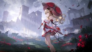 bloomers clarina_genoura dress no_bra skirt_lift snowbreak:_containment_zone tagme umbrella wallpaper