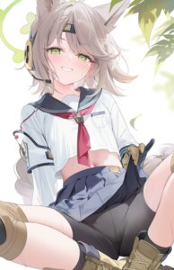 Rating: Questionable Score: 11 Tags: animal_ears bike_shorts blue_archive halo kawauchi seifuku skirt_lift tenjinyama_otogi User: Anonymous