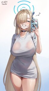 blue_archive halo ichinose_asuna see_through selfie ticker_(kks2ksy)