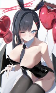 angel animal_ears blue_archive bunny_ears bunny_girl matttttya1 nakamasa_ichika no_bra tail thighhighs wings