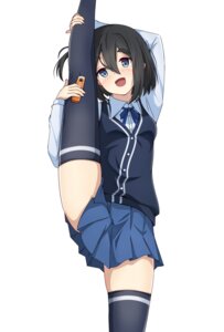 amamiya_satsuki_(mono) mono_(afro) seifuku skirt_lift sweater thighhighs yasuc