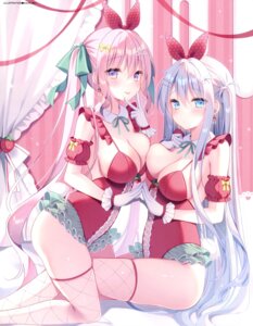 Rating: Questionable Score: 26 Tags: animal_ears bunny_ears bunny_girl fishnets no_bra see_through symmetrical_docking tail thighhighs watagashi_yui User: drop