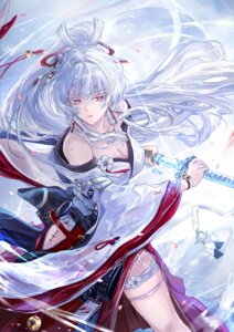 Rating: Questionable Score: 42 Tags: garter hiyuki japanese_clothes no_bra open_shirt sword tattoo vardan wuthering_waves User: VigorousMMM
