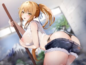 ass nipples no_bra pantsu raru. see_through string_panties thong wet wet_clothes