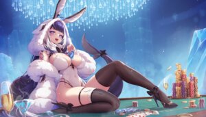Rating: Questionable Score: 6 Tags: animal_ears bunny_ears bunny_girl garter heels indie_virtual_youtuber mitsu_(mitsu_art) no_bra see_through shylily tail tattoo thighhighs User: Arsy