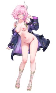 bottomless breasts cyrene honkai:_star_rail machi_(7769) nipples no_bra open_shirt pussy uncensored