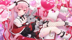 amatsuka_eru animal_ears bandaid bunny_ears fishnets garter indie_virtual_youtuber maid shano_hiyori wallpaper