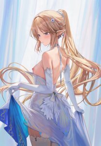 breasts cartethyia dress nipples no_bra pointy_ears ru_zhai see_through skirt_lift stockings tattoo thighhighs wuthering_waves