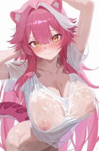 Rating: Questionable Score: 14 Tags: animal_ears bottomless hololive hololive_english nipples no_bra pantsu_shot raora_panthera see_through tail wet wet_clothes User: lacepanties