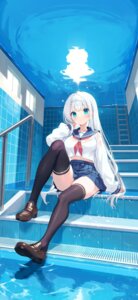 Rating: Questionable Score: 25 Tags: bra ochinsama pantsu see_through seifuku skirt_lift thighhighs wet wet_clothes User: Anonymous