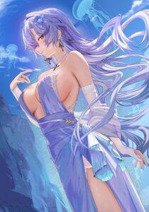 cantarella dress no_bra ru_zhai see_through tattoo wuthering_waves