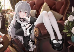 elf maid pantyhose pointy_ears skirt_lift ye_yemail
