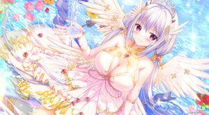 angelic_link dress no_bra see_through tail twinbox wet wings