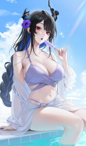 Rating: Questionable Score: 57 Tags: bikini hololive hololive_english horns nerissa_ravencroft oikomia open_shirt see_through skirt_lift swimsuits wet User: VigorousMMM