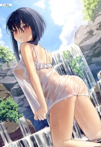 ass dress kuuron no_bra nopan see_through summer_dress wet wet_clothes