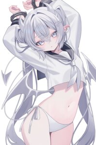 bondage devil horns loli pantsu pointy_ears seifuku squallea string_panties tail wings