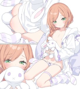 Rating: Questionable Score: 109 Tags: animal_ears breasts bunny_ears garter kani_biimu loli minazuki_sarami nipple_slip no_bra open_shirt pajama pantsu panty_pull shimapan tail User: himeno_nanako