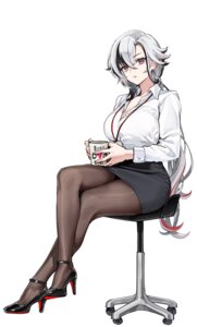 Rating: Safe Score: 25 Tags: arlecchino cleavage dress_shirt foxyreine genshin_impact heels open_shirt pantyhose skirt_lift User: Arsy
