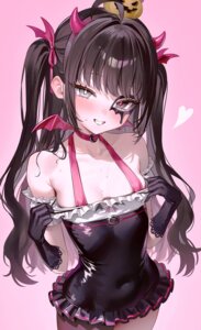 brown_dust_ii fymrie halloween horns loli no_bra sonya_(brown_dust_ii) undressing wet wings