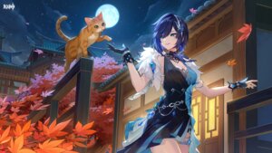 bibi_(obb_spl) dress garter genshin_impact neko yelan