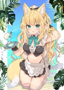 animal_ears kamiyoshi_rika kitsune maid tail waitress wet