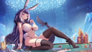 Rating: Questionable Score: 6 Tags: animal_ears bunny_ears garter heels indie_virtual_youtuber mitsu_(mitsu_art) no_bra pantsu see_through shylily tail tattoo thighhighs User: Arsy