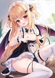 Rating: Questionable Score: 43 Tags: breasts devil garter loli maid miy@ nipples no_bra nopan pointy_ears see_through skirt_lift tail thighhighs wet wet_clothes wings User: Anonymous