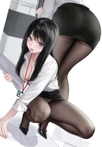 Rating: Questionable Score: 65 Tags: bra dress_shirt ebi_(ebimon0) heels open_shirt pantsu pantyhose see_through skirt_lift User: VigorousMMM