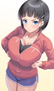 breast_hold cleavage kawase_seiki kirigaya_suguha sword_art_online