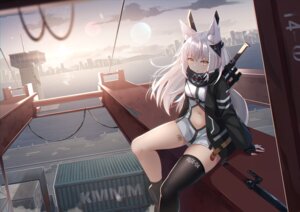 animal_ears mirufuaa sword tail tattoo thighhighs