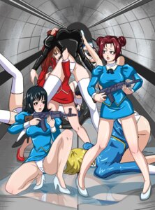 agent_aika aika_(series) ass black_delmo blue_delmo blue_delmo_c catherine_(agent_aika) gun naomi_(agent_aika) pantsu sumeragi_aika thighhighs uniform waitress_delmo wefire yuki_(agent_aika)