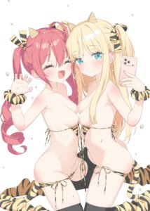 Rating: Questionable Score: 82 Tags: bikini breasts hazuki_watora horns kani_biimu loli nipple_slip panty_pull selfie shimotsuki_potofu swimsuits symmetrical_docking tail thighhighs wardrobe_malfunction User: himeno_nanako